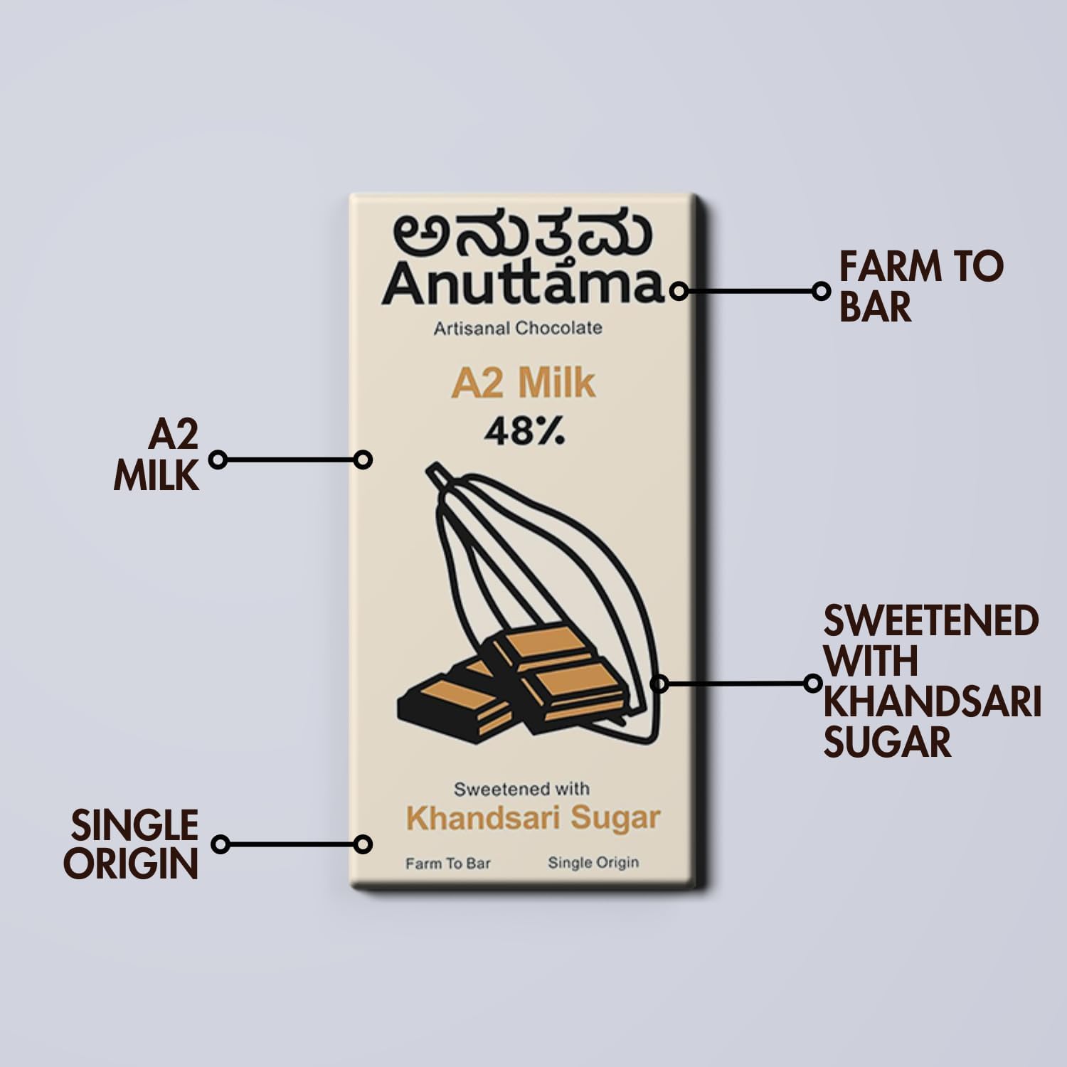 Dark Milk Chocolate | 48% Cocoa Smooth & Creamy – Chocolates on Brown Living™. SKU: 8931500307271. Img 4.