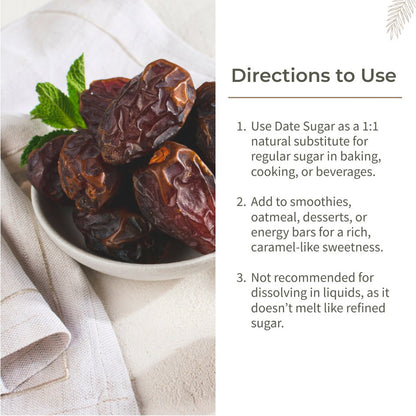 Dates Sugar | Natural Sweetener | Rich in Minerals | 300g – Confectionaries by Ecotyl available on Brown Living™. . SKU: ECOTYL00032. Img 4.