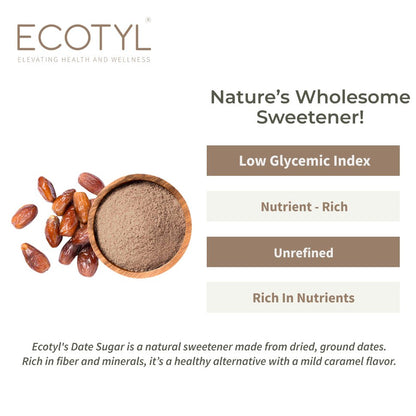 Dates Sugar | Natural Sweetener | Rich in Minerals | 300g – Confectionaries by Ecotyl available on Brown Living™. . SKU: ECOTYL00032. Img 2.