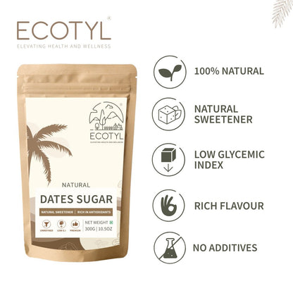 Dates Sugar | Natural Sweetener | Rich in Minerals | 300g – Confectionaries by Ecotyl available on Brown Living™. . SKU: ECOTYL00032. Img 3.