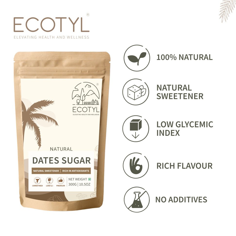 Dates Sugar | Natural Sweetener | Rich in Minerals | 300g – Confectionaries by Ecotyl available on Brown Living™. . SKU: ECOTYL00032. Img 3.