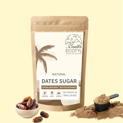 Dates Sugar | Natural Sweetener | Rich in Minerals | 300g – Confectionaries by Ecotyl available on Brown Living™. . SKU: ECOTYL00032. Img 1.