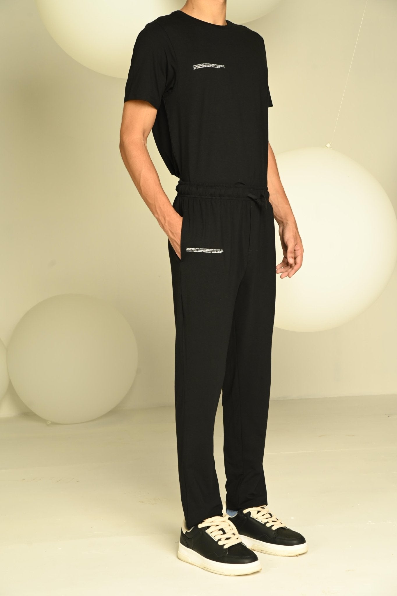 Day-Night Men's Pyjama | Soft Comfortable Cotton Sleepwear for Men – Mens Pyjama on Brown Living™. SKU: M-PYJ-BLA-M1. Img 12.