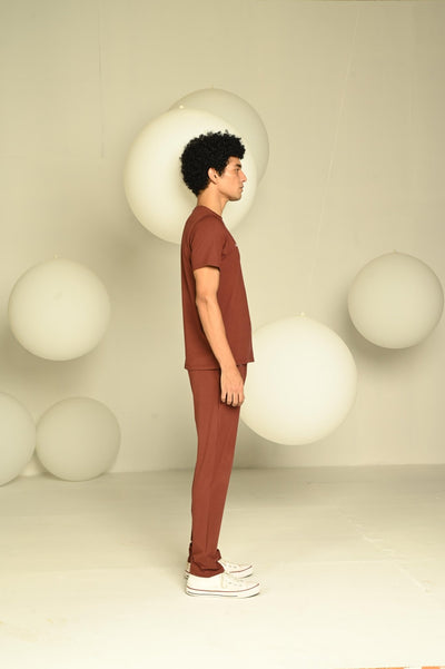 Day-Night Men's Pyjama | Soft Comfortable Cotton Sleepwear for Men – Mens Pyjama on Brown Living™. SKU: M-PYJ-BRWN-L1. Img 3.