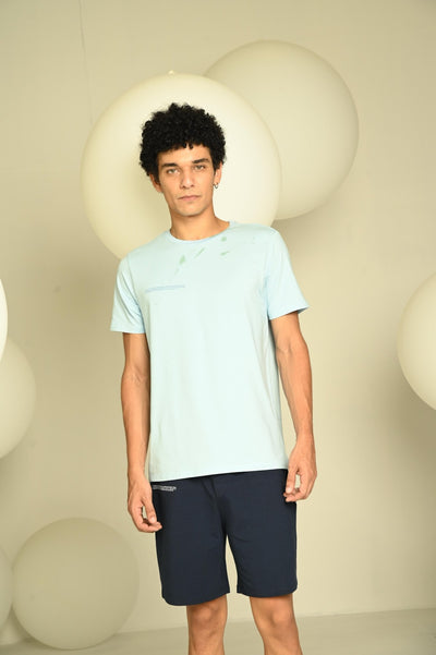Day-Night Men's Shorts | Soft Comfortable Cotton Lounge Shorts for Men – Mens Shorts on Brown Living™. SKU: M-SHO-NAVY-M1. Img 3.