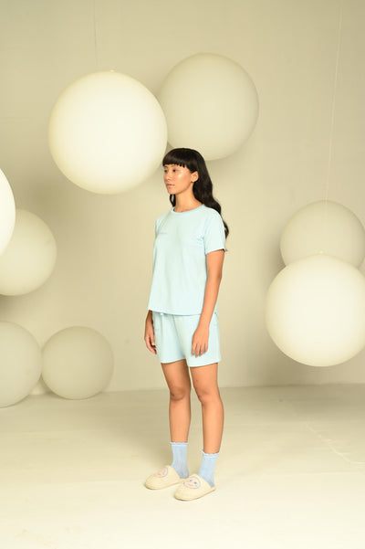 Day-Night Women's Shorts | Soft Breathable Cotton Lounge Shorts – Womens Shorts on Brown Living™. SKU: W-SHO-BLUE-XL1. Img 3.