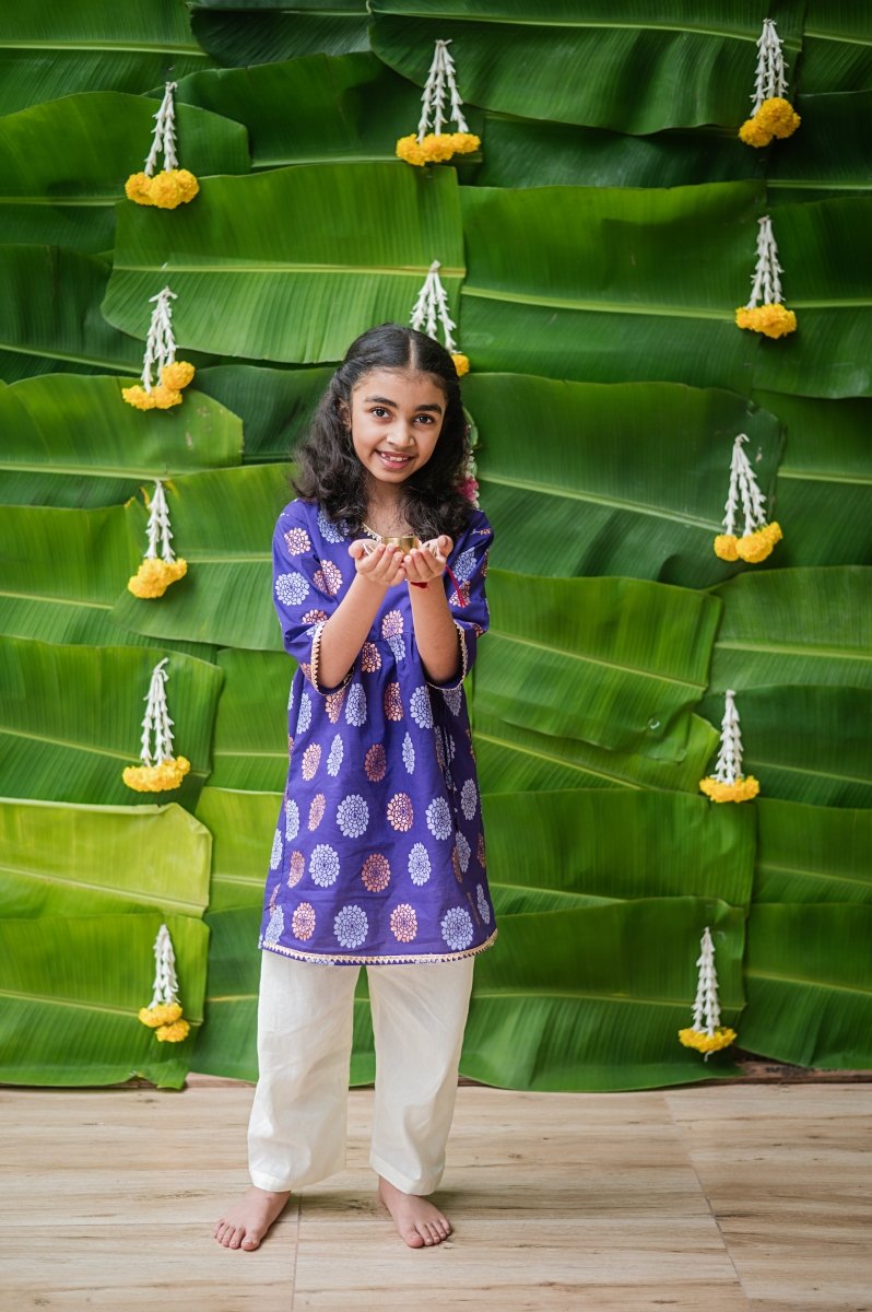 Dazzling Flower - Girls Ethnic Wear | Verified Sustainable by Brown Living™