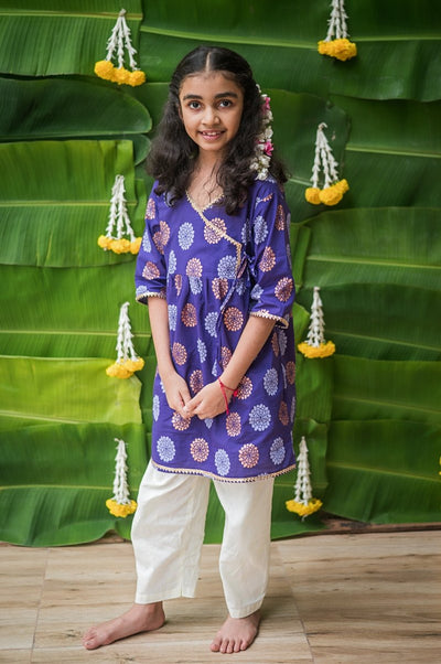 Dazzling Flower - Girls Ethnic Wear – Kids Ethnic Sets on Brown Living™. SKU: MITHEW - 073(P) - 1. Img 1.