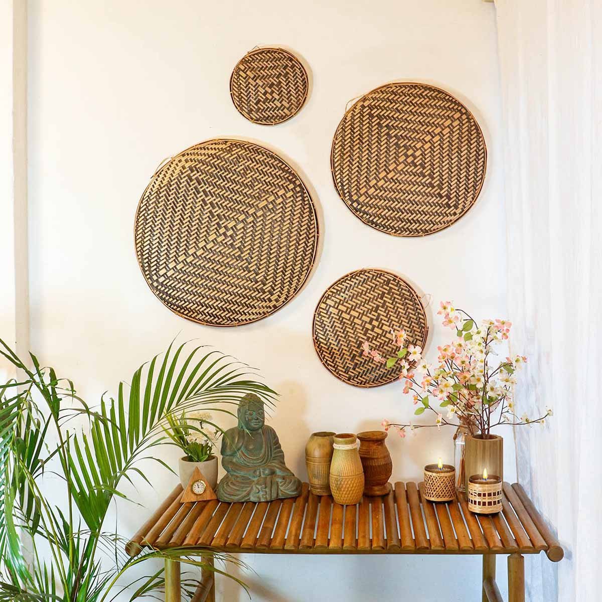 Decorative Bamboo Wall Decor Chalni - Black - Set of 4 | Verified Sustainable by Brown Living™