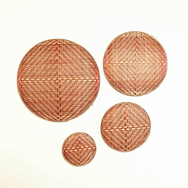 Decorative Bamboo Wall Decor Chalni - Red - Set of 4 | Verified Sustainable by Brown Living™