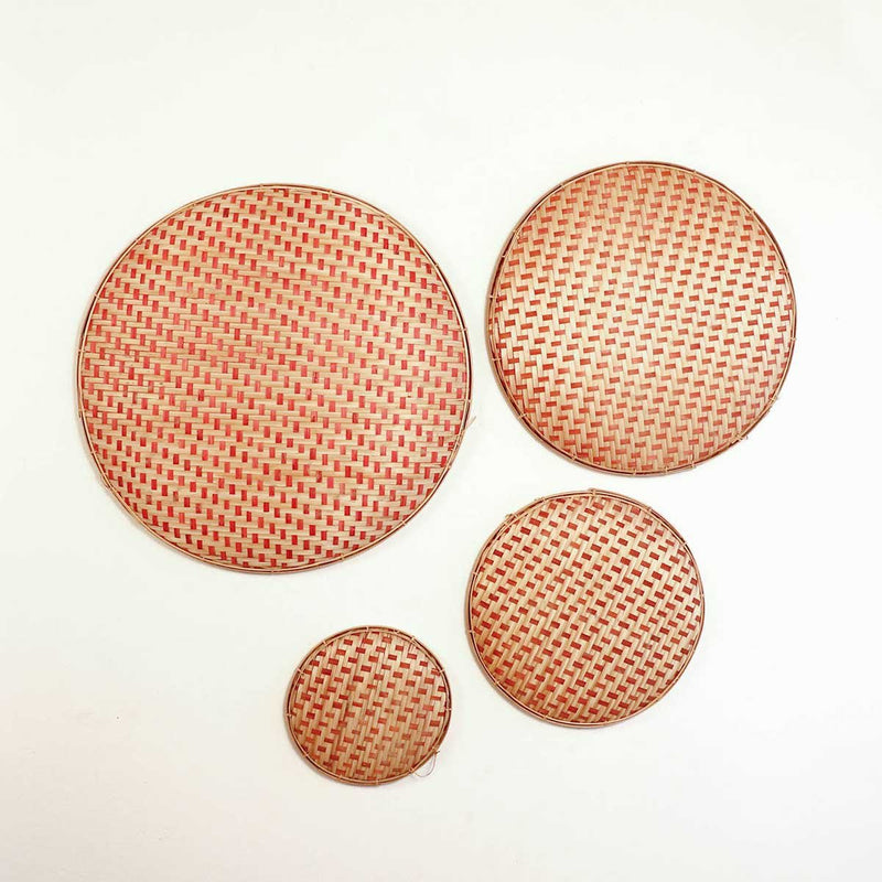 Decorative Bamboo Wall Decor Dala - Red - Set of 4 | Verified Sustainable by Brown Living™