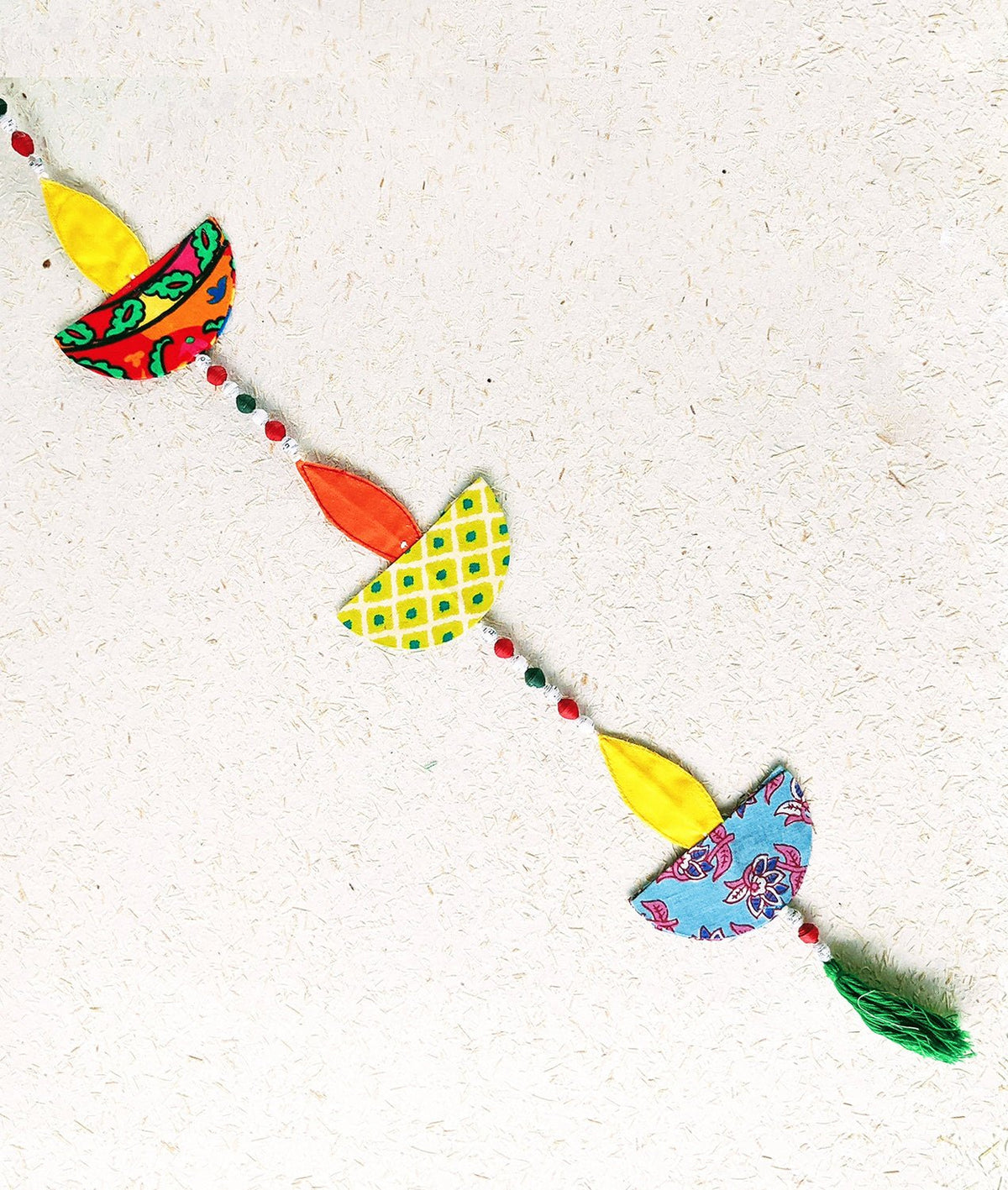 Deep Hanging Set Of 2 | Fabric Toran For Diwali Door Decor – Decor & Artefacts on Brown Living™. SKU: Gul_Diwali_26_015. Img 2.