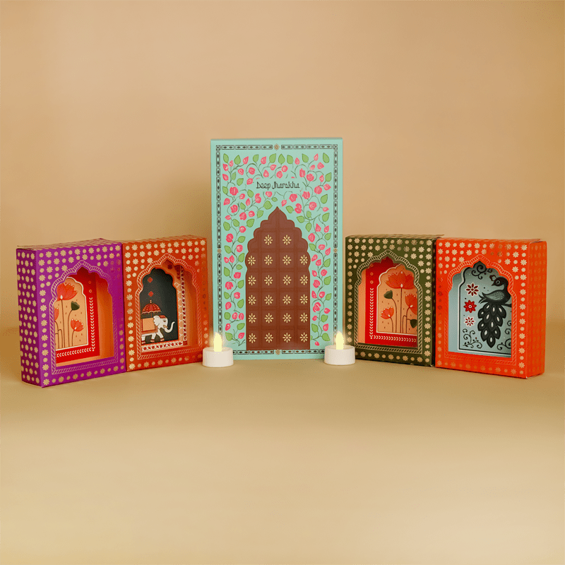 Deep Jharokha Wall Decor LED Holder | Traditional Festive Lighting – Wall Decor on Brown Living™. SKU: MJ00057DR. Img 1.