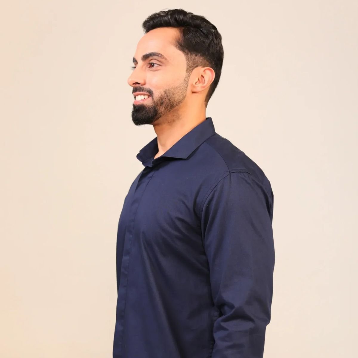 Deep Sea Cotton Shirt for Casual & Formal Style – Mens Shirt on Brown Living™. SKU: SN - NB - F - S. Img 3.