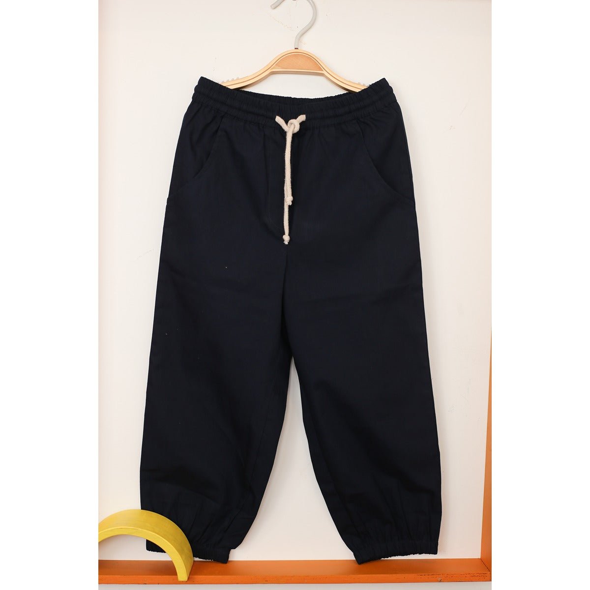 Deep Sea Jogger | Navy Blue Cotton Joggers for Kids – Kids Daywear Sets on Brown Living™. SKU: . Img 2.