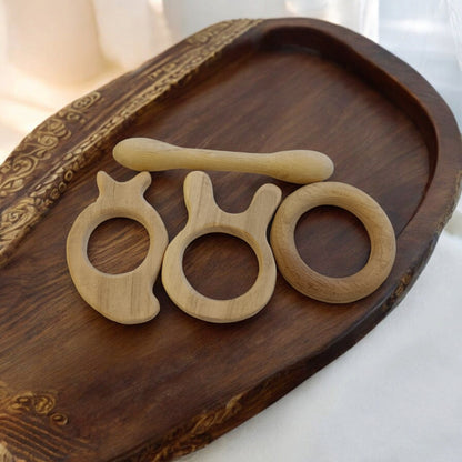 Delicious Teethers Made From Premium Neem Wood For Babies – Baby Teethers & Soothers on Brown Living™. SKU: T_DBL-RNG-BNY-MNG. Img 2.