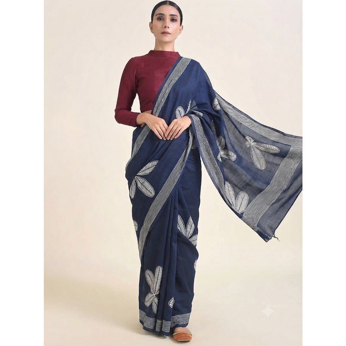 Desert Rose 100% Natural Mulberry Silk Saree – Womens Saree on Brown Living™. SKU: NAESA26. Img 3.