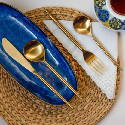 Designer Steel Cutlery – Cutlery Kit by ONEarth available on Brown Living™. Full Golden . SKU: OEP314a. Img 7.