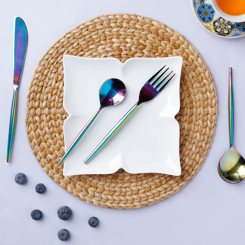 Designer Steel Cutlery – Cutlery Kit by ONEarth available on Brown Living™. Full Rainbow . SKU: OEP469a. Img 12.