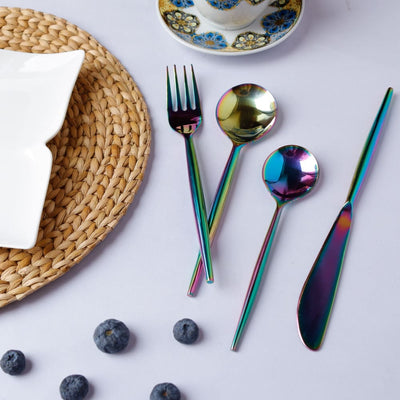 Designer Steel Cutlery – Cutlery Kit by ONEarth available on Brown Living™. Full Rainbow . SKU: OEP469a. Img 11.