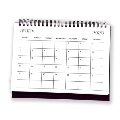 Desk Calendar 2026 | A5 Size | Horizontal Landscape Format – Calendars on Brown Living™. SKU: 04-CA04-Mini-H. Img 1.