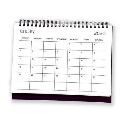 Desk Calendar 2026 | A5 Size | Horizontal Landscape Format – Calendars on Brown Living™. SKU: 04-CA04-Mini-H. Img 1.