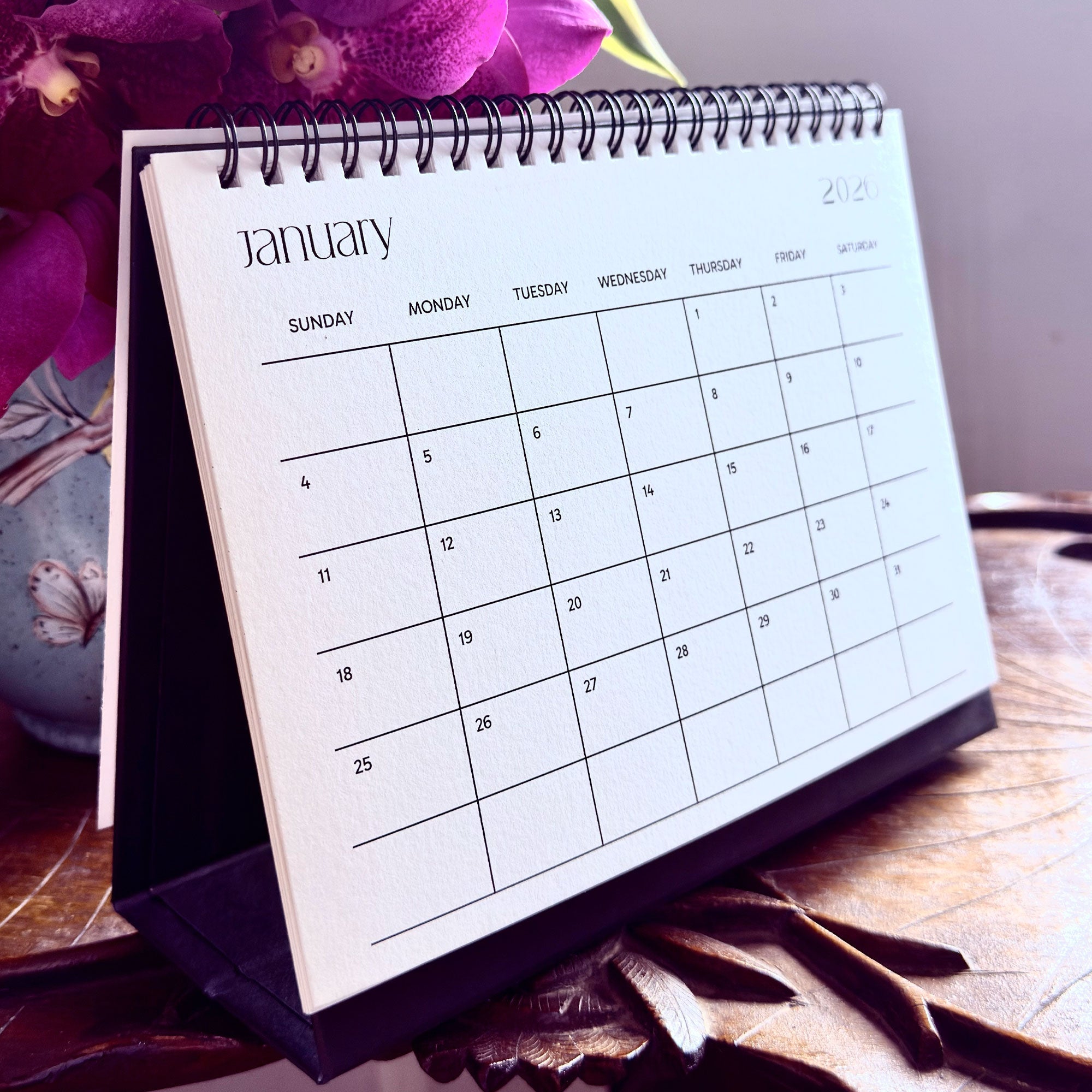 Desk Calendar 2026 | A5 Size | Horizontal Landscape Format – Calendars on Brown Living™. SKU: 04-CA04-Mini-H. Img 4.