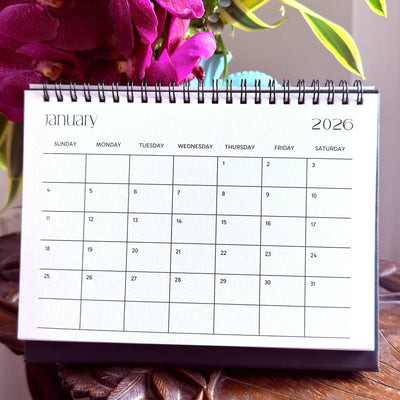 Desk Calendar 2026 | A5 Size | Horizontal Landscape Format – Calendars on Brown Living™. SKU: 04-CA04-Mini-H. Img 2.