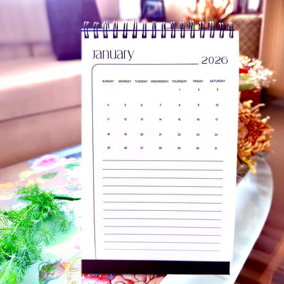 Desk Calendar 2026 | A5 Size | Vertical Portrait Format – Calendars on Brown Living™. SKU: 03-CA03-Mini-V. Img 5.