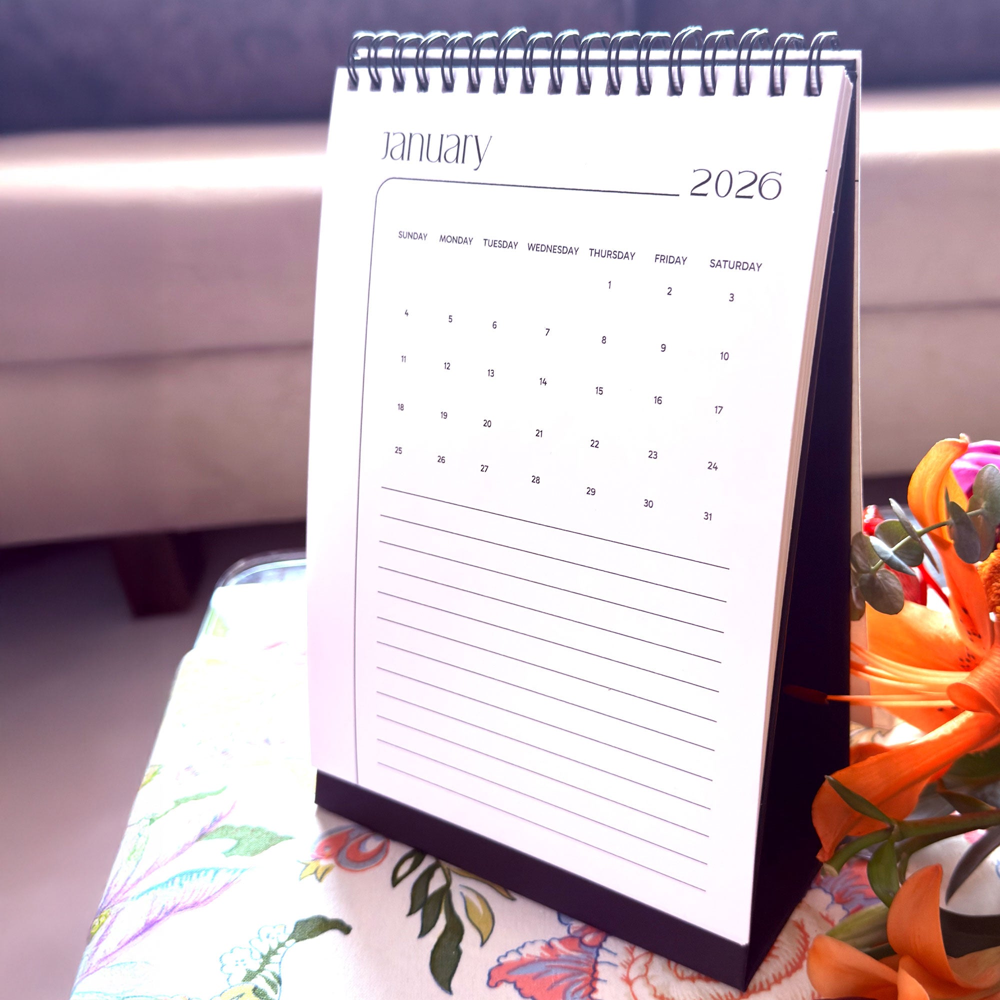 Desk Calendar 2026 | A5 Size | Vertical Portrait Format – Calendars on Brown Living™. SKU: 03-CA03-Mini-V. Img 4.