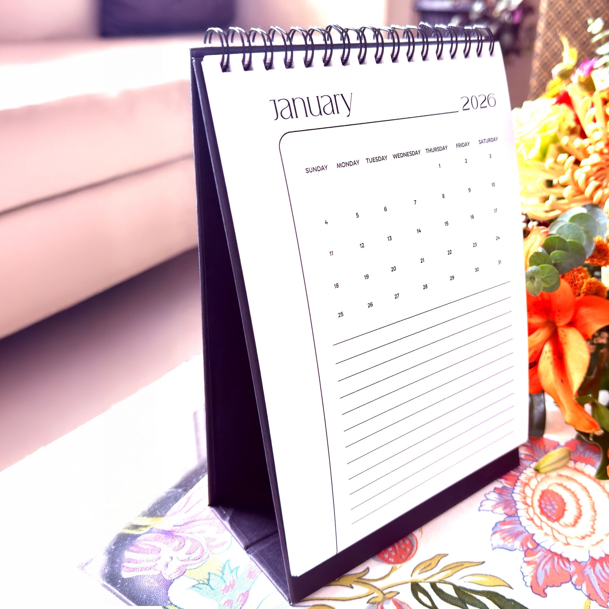 Desk Calendar 2026 | A5 Size | Vertical Portrait Format – Calendars on Brown Living™. SKU: 03-CA03-Mini-V. Img 3.