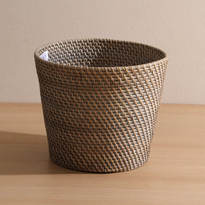 Destin Grey Rattan Basket – Stylish Storage & Home Organizer – Home Decor on Brown Living™. SKU: DestinBasketGrey. Img 3.