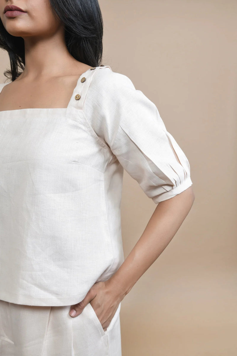 Detachable Sleeve Hemp Top | Multi - functional fashion | Peach | Verified Sustainable by Brown Living™