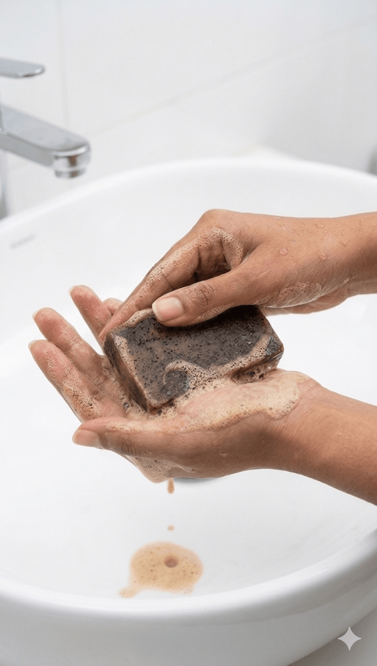 Detan Cold Processed Soap - Coffee, Rhassoul Clay & Vanilla – Body Soap on Brown Living™. SKU: BGCPS000005. Img 4.