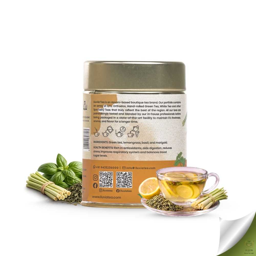 Detox Green Tea – Cleansing, Revitalisation & Overall Wellness – 50g – Tea on Brown Living™. SKU: RBTTin50New. Img 2.