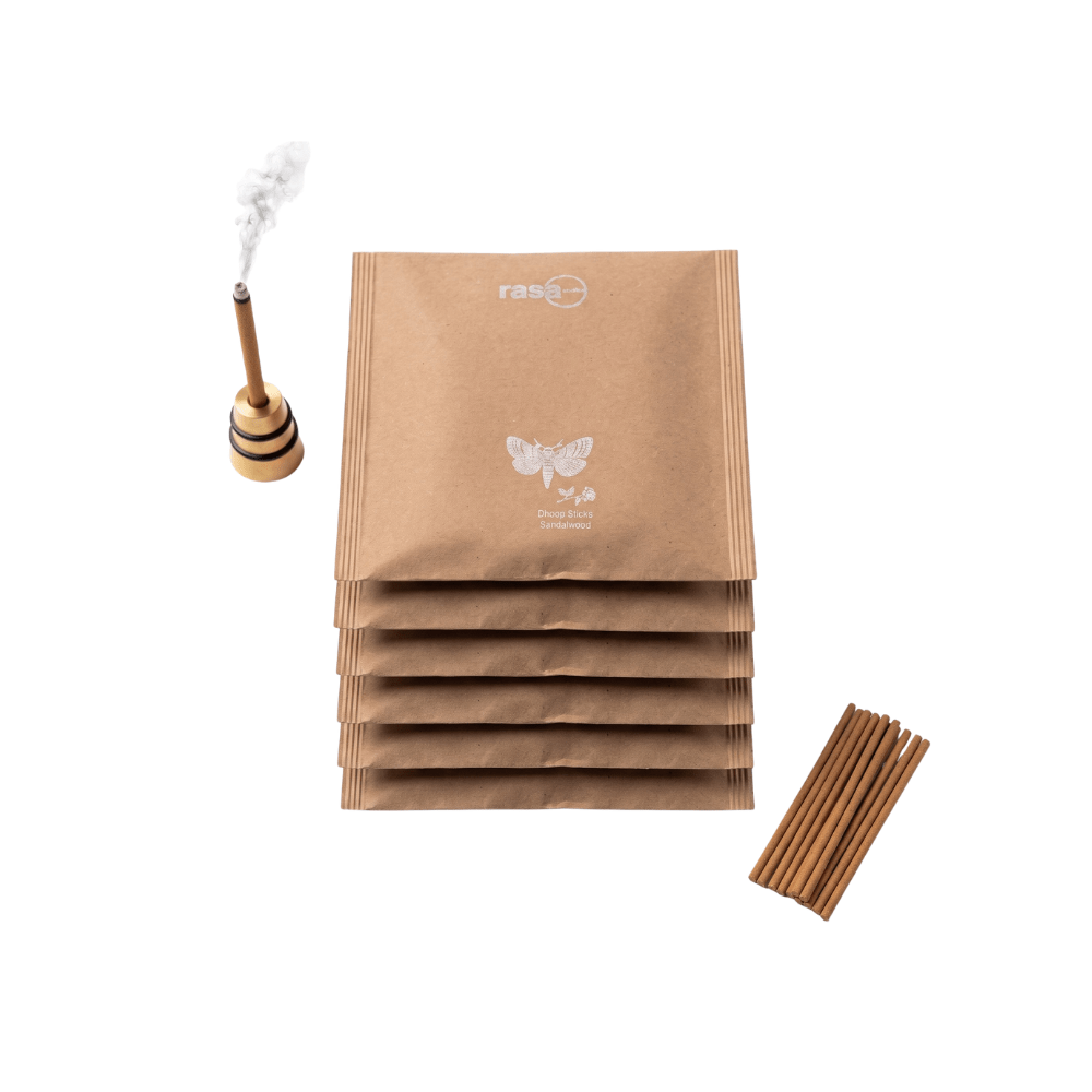 Dhoop Sticks Sample Pack with 6 Fragrances | 60 Sticks – Pooja Needs on Brown Living™. SKU: DSP6. Img 1.