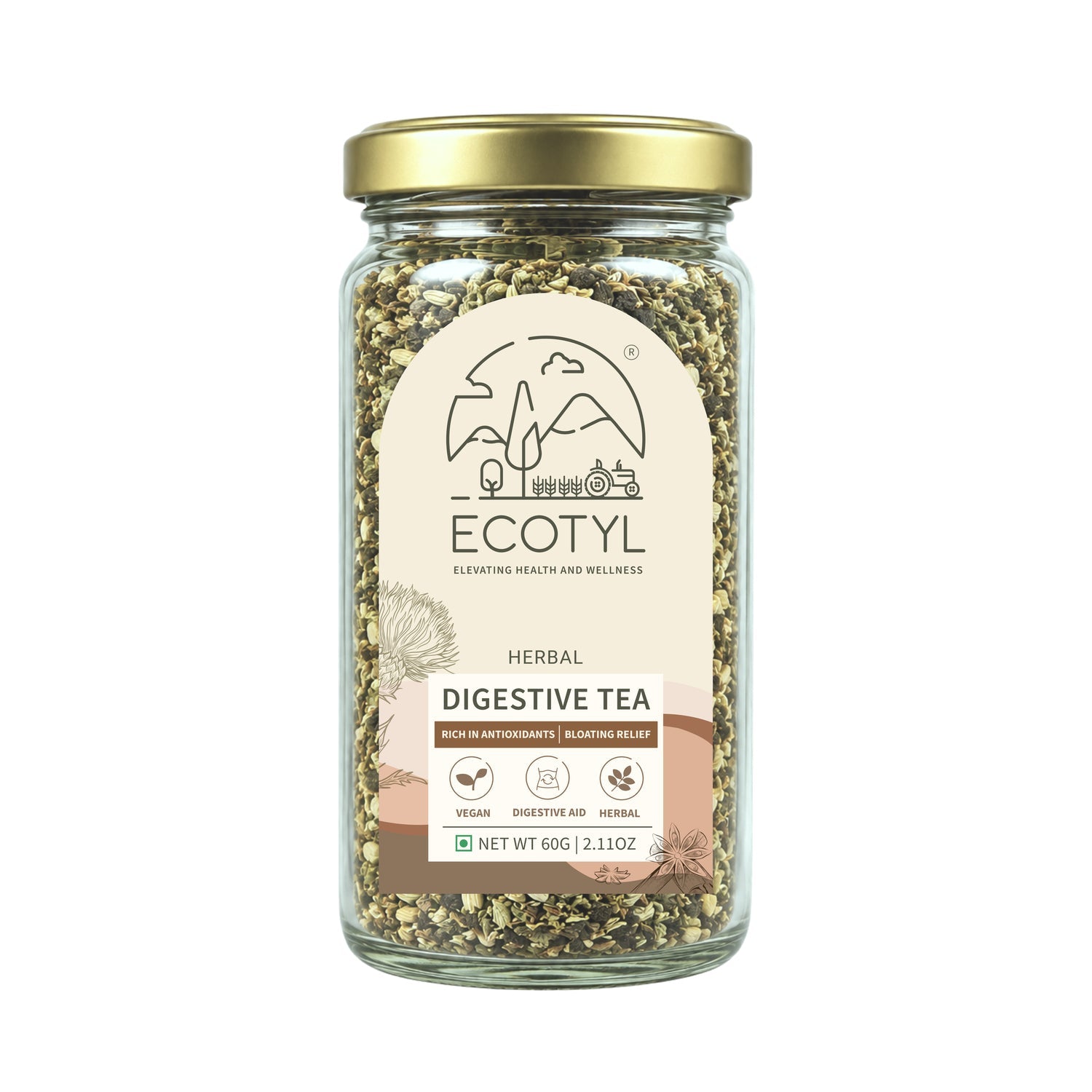 Digestive Tea | Gut Health | Herbal Tea | 60g – Tea on Brown Living™. SKU: ECOTYL00062. Img 1.