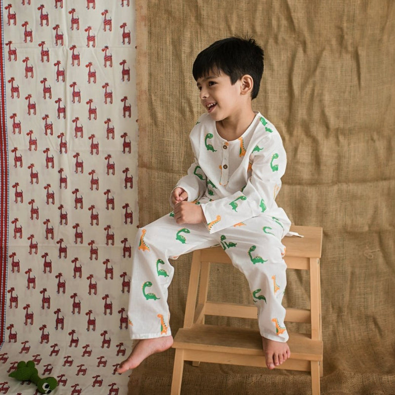 Dino Friends - Unisex Kids Cotton Nightwear | Verified Sustainable by Brown Living™