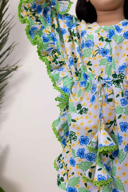 Ditsy Floral Kaftan | Breezy Linen Loungewear for Girls – Kids Daywear Sets on Brown Living™. SKU: ML-EN-KD-3443to4. Img 3.