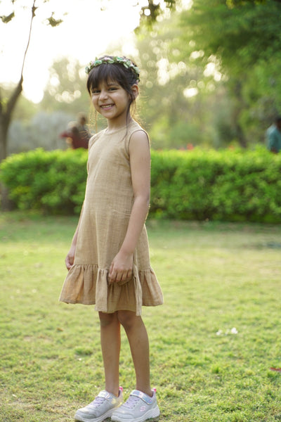 Diva Inside Dress | Handwoven Handspun Cotton Dress for Women – Kids Frocks & Dresses on Brown Living™. SKU: XGBBA. Img 1.