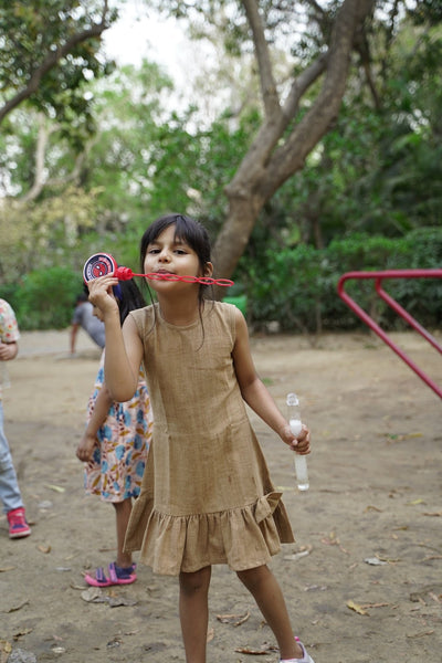 Diva Inside Dress | Handwoven Handspun Cotton Dress for Women – Kids Frocks & Dresses on Brown Living™. SKU: XGBBA. Img 3.
