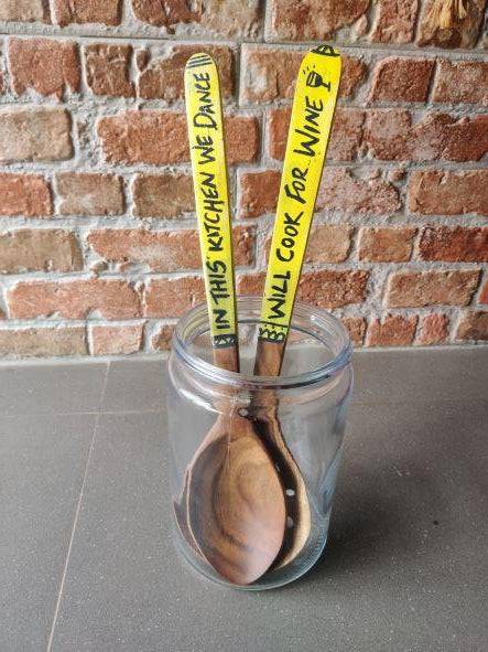 Diwali Decor Idea: Handwritten Yellow Cooking Spoon - Set Of 2 | Verified Sustainable by Brown Living™