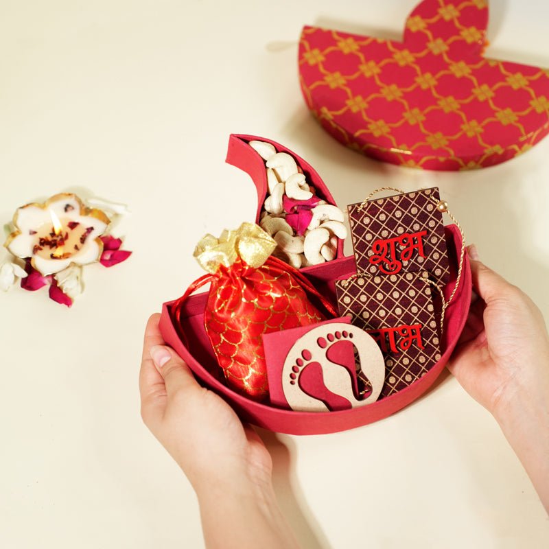 Diwali Diya Hamper Box - Diwali Essentials – Gift Giving on Brown Living™. SKU: MJ00001GF. Img 2.