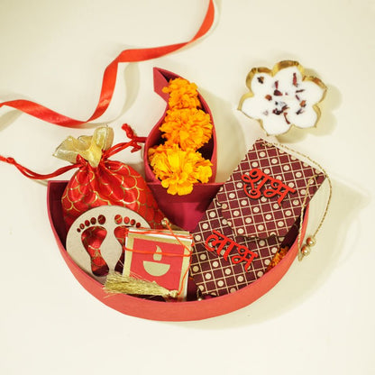 Diwali Diya Hamper Box - Diwali Essentials – Gift Giving on Brown Living™. SKU: MJ00001GF. Img 3.