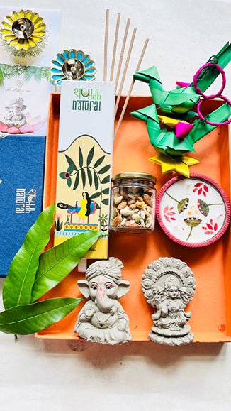 Diwali Gift Box I Plantable Laxmi Ganesh | Diya | Festive Décor I Dry Fruits I Incense Sticks | Verified Sustainable by Brown Living™