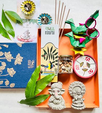 Diwali Gift Box I Plantable Laxmi Ganesh | Diya | Festive Décor I Dry Fruits I Incense Sticks | Verified Sustainable by Brown Living™