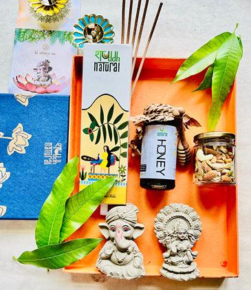 Diwali Hamper Festive Gift Box I Plantable Laxmi Ganesh I Incense sticksI Honey I Dry Fruits | Verified Sustainable by Brown Living™