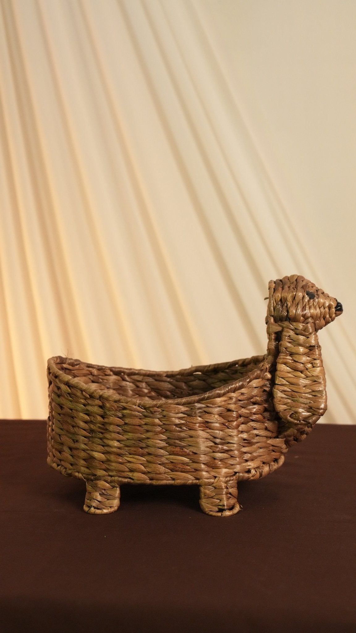 Dog Basket | Handwoven Water Hyacinth Pet Bed – Baskets & Boxes on Brown Living™. SKU: 606W. Img 3.