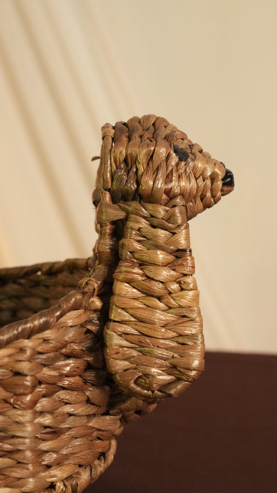 Dog Basket | Handwoven Water Hyacinth Pet Bed – Baskets & Boxes on Brown Living™. SKU: 606W. Img 2.