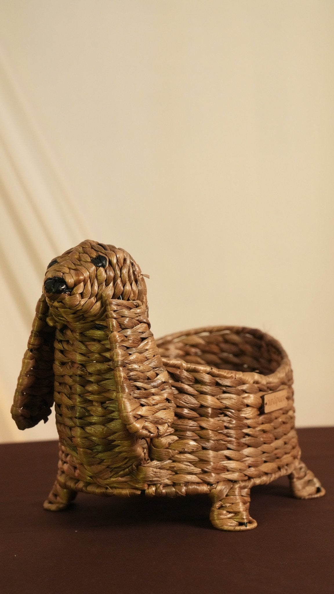 Dog Basket | Handwoven Water Hyacinth Pet Bed – Baskets & Boxes on Brown Living™. SKU: 606W. Img 1.